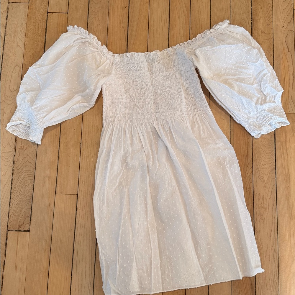 Hill House White Off-Shoulder Mini Dress